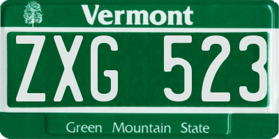 VT license plate ZXG523