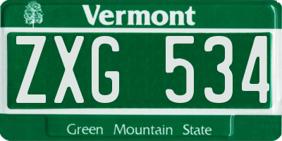 VT license plate ZXG534