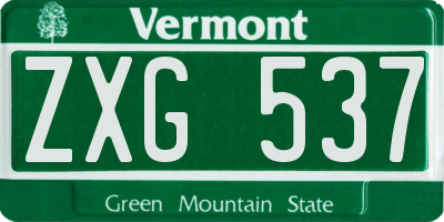 VT license plate ZXG537