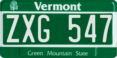 VT license plate ZXG547