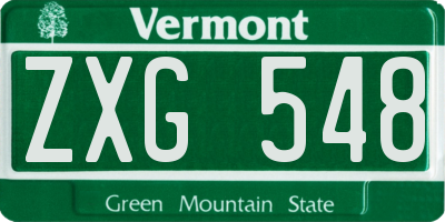 VT license plate ZXG548