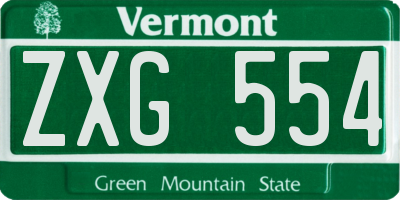 VT license plate ZXG554