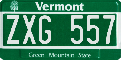VT license plate ZXG557