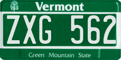 VT license plate ZXG562