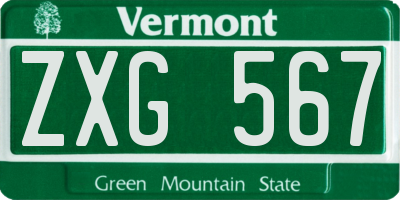 VT license plate ZXG567