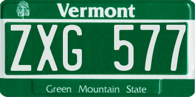 VT license plate ZXG577