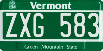 VT license plate ZXG583
