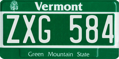 VT license plate ZXG584