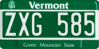 VT license plate ZXG585