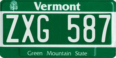 VT license plate ZXG587