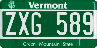 VT license plate ZXG589