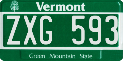 VT license plate ZXG593