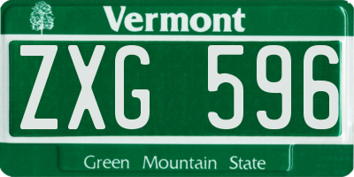 VT license plate ZXG596