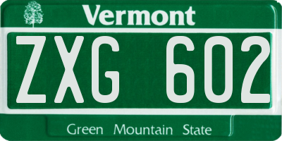 VT license plate ZXG602