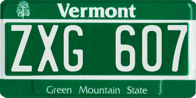 VT license plate ZXG607