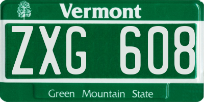 VT license plate ZXG608