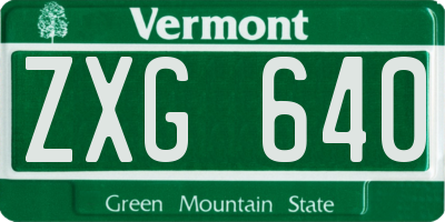 VT license plate ZXG640