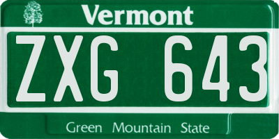 VT license plate ZXG643
