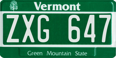 VT license plate ZXG647