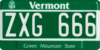 VT license plate ZXG666