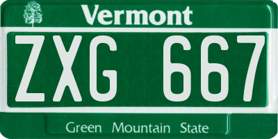 VT license plate ZXG667