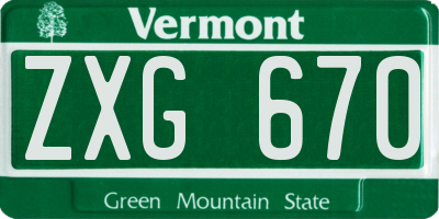 VT license plate ZXG670