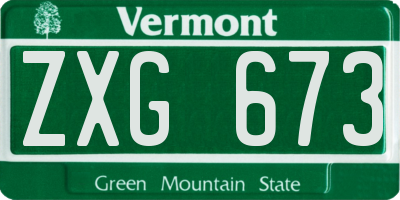 VT license plate ZXG673