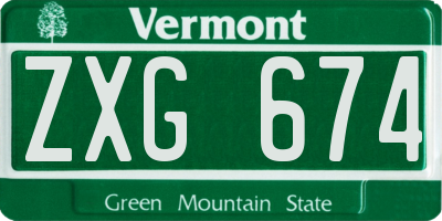 VT license plate ZXG674