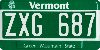 VT license plate ZXG687