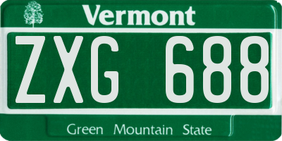 VT license plate ZXG688