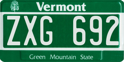 VT license plate ZXG692