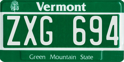 VT license plate ZXG694