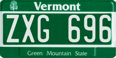 VT license plate ZXG696