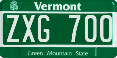 VT license plate ZXG700