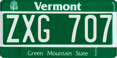 VT license plate ZXG707