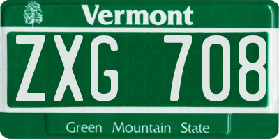 VT license plate ZXG708
