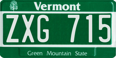 VT license plate ZXG715