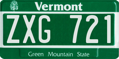 VT license plate ZXG721