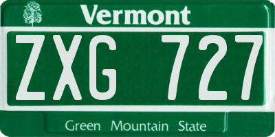 VT license plate ZXG727