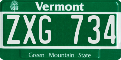 VT license plate ZXG734