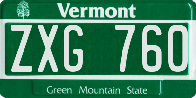 VT license plate ZXG760