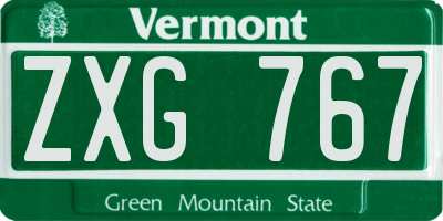 VT license plate ZXG767