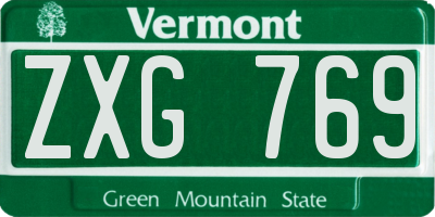 VT license plate ZXG769
