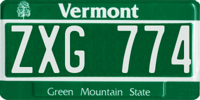 VT license plate ZXG774