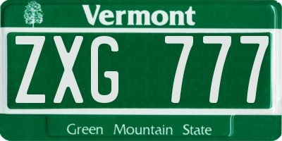 VT license plate ZXG777
