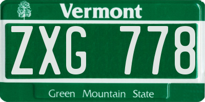 VT license plate ZXG778