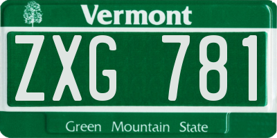 VT license plate ZXG781