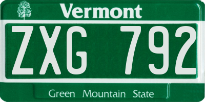 VT license plate ZXG792