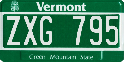 VT license plate ZXG795