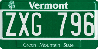 VT license plate ZXG796